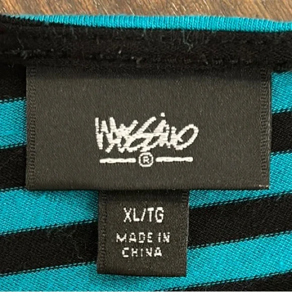 Chevron Teal and Black Slimming Dress - Picture 6 of 7